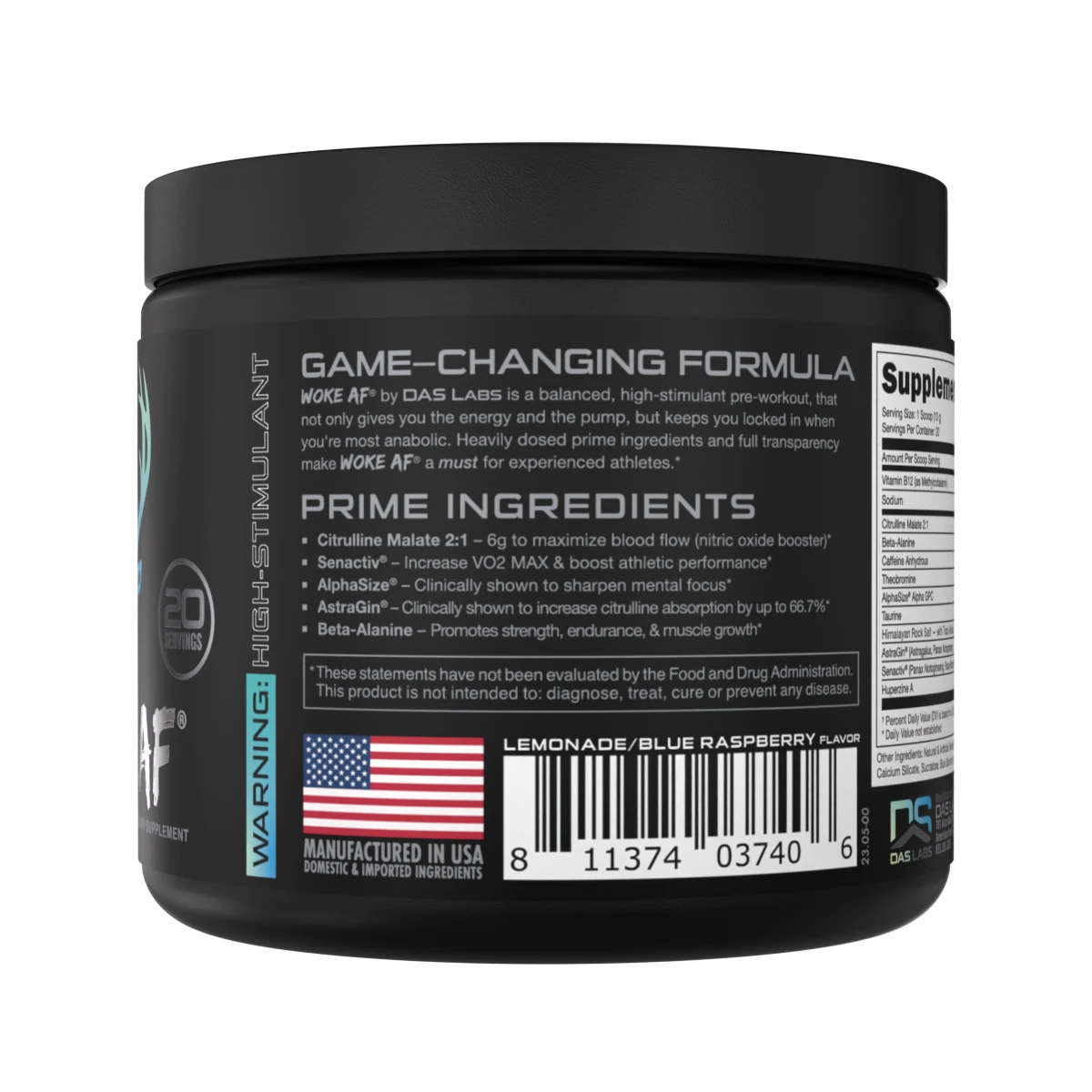 AU Woke AF High Stimulant PreWorkout 20 Serving Bucked Up AU