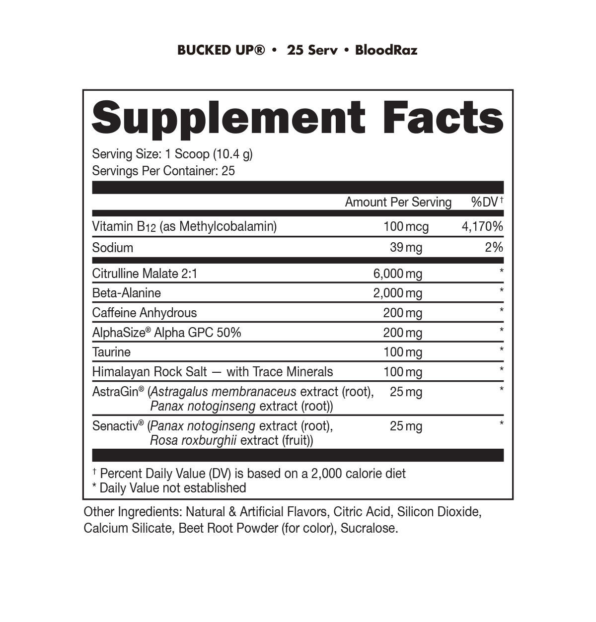 AU Bucked Up PreWorkout 25 Serving Bucked Up Australia